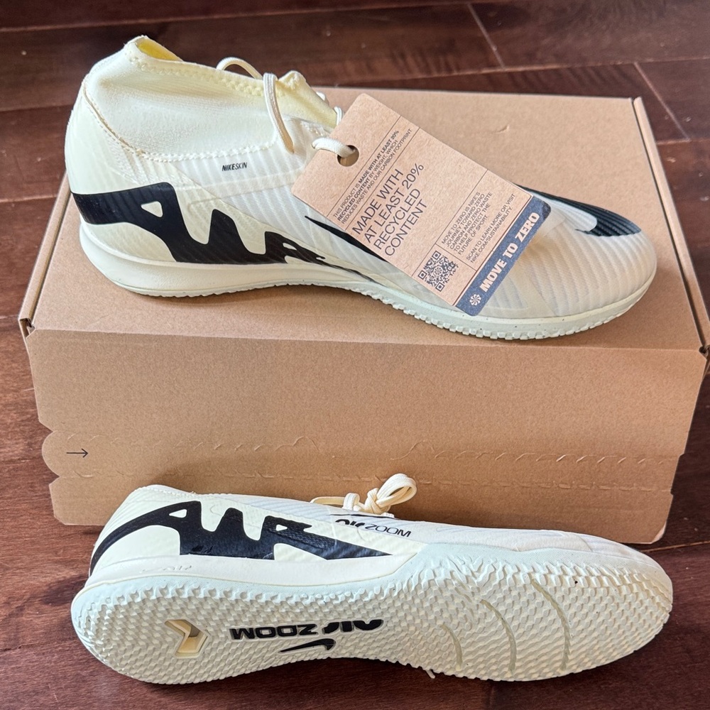 Nike Zoom Indoor Soccer Shoes in Cream and Black